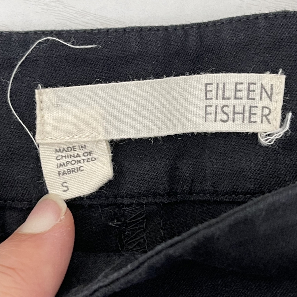 2/$30 Eileen Fisher Ankle Zip Crop Chino Pants Black Side Zip Pockets #6682 - Picture 10 of 13